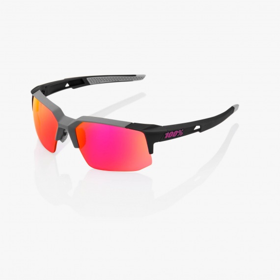 100% cyklistické slnečné okuliare Speedcoupe Soft Tact Graphite fialové zrkadlové sklá